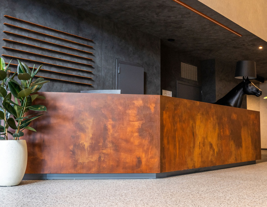 Oxydecor®, Corten effect vertical coating. Jaunā Teika District. Project: Studio Tectum